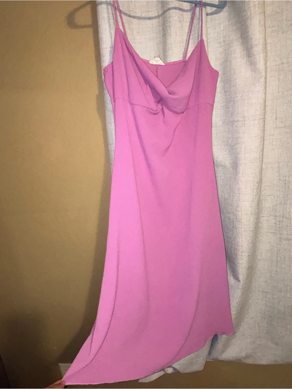 See You Monday Pink Cowl Neck Midi Slip Dress
